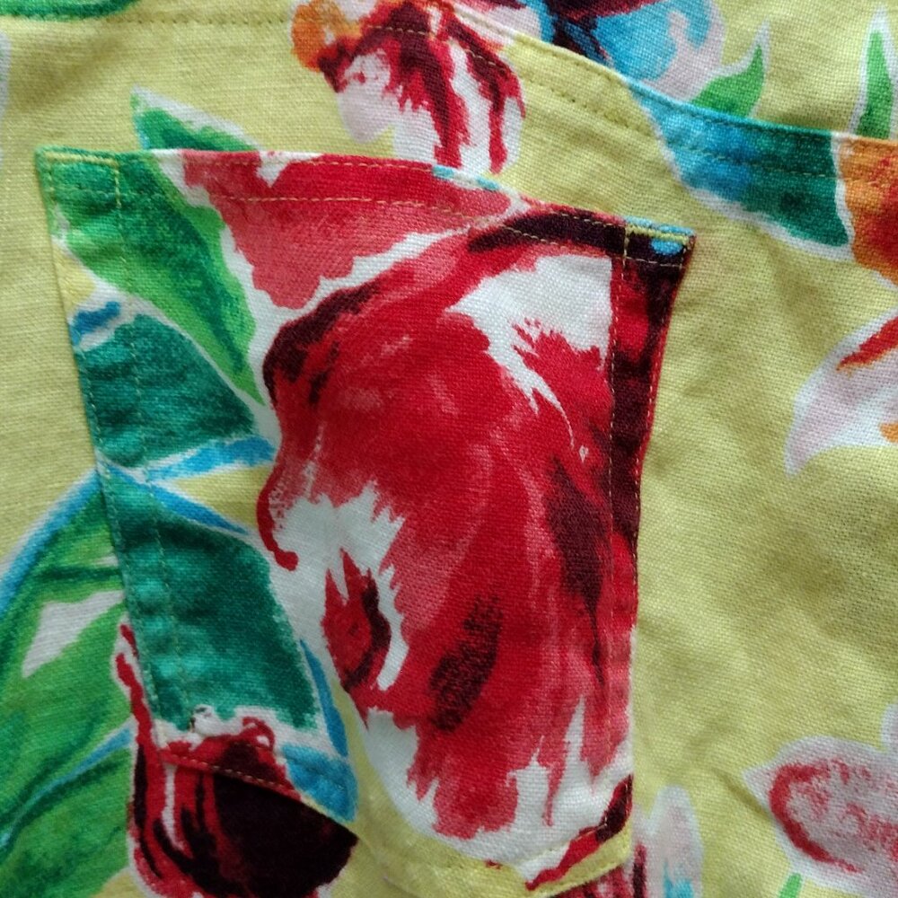 Lauren Ralph Lauren Tropical Floral Linen Pants Size 12 Yellow Resort Chic - Picture 12 of 12